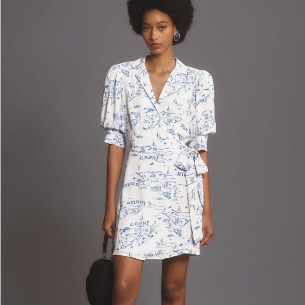NWOT Maeve Short-Sleeve Collared
Wrap Mini Dress